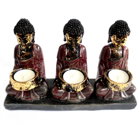3 Buddha mit Teelichthalter